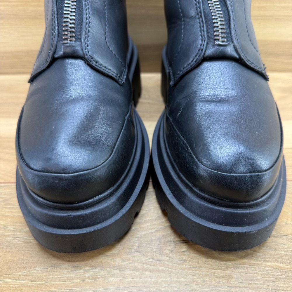 Thursday Boots Ryder Platform Womens 7 Black Leather Chunky Lug Zip Goth Punk - Picture 4 of 12